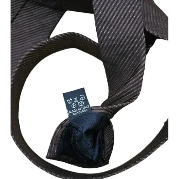 DOLCE & GABBANA Men's 100% Silk Necktie LUXURY XL Brown Gold Striped W:3.7" EUC